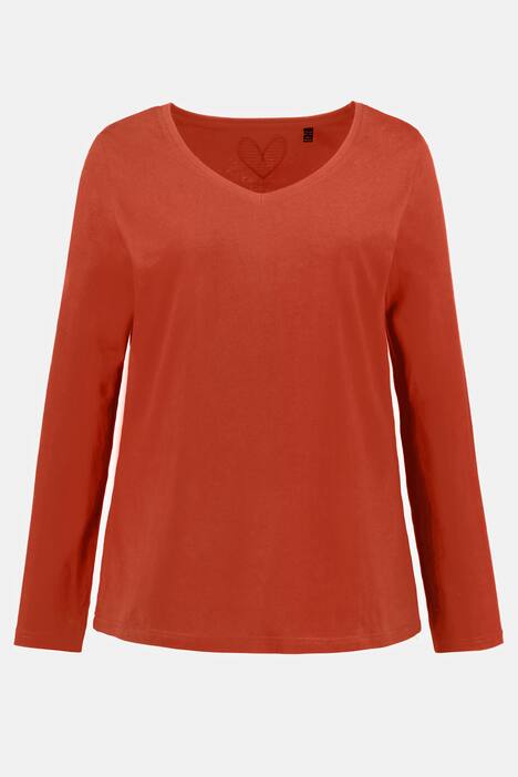 T-shirt Coupe Slim Fit, décolleté en V et manches longues