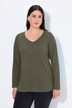 Shirt, slim, V-hals, lange mouw