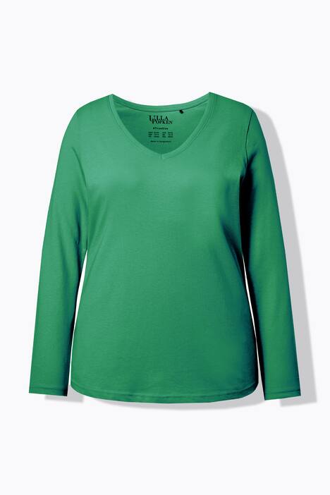 Camisa, entallada, escote en V, manga larga