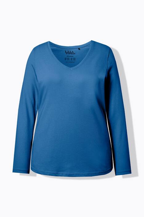 Camisa, entallada, escote en V, manga larga