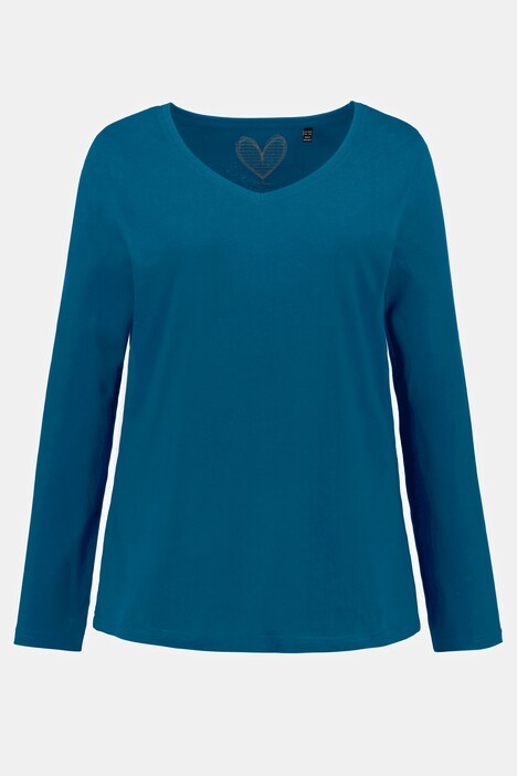 T-shirt Coupe Slim Fit, décolleté en V et manches longues