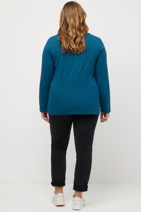 T-shirt Coupe Slim Fit, décolleté en V et manches longues