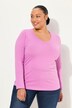 Shirt, slim, V-hals, lange mouw