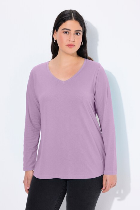 T-shirt col en V et manches longues, coupe Slim Fit