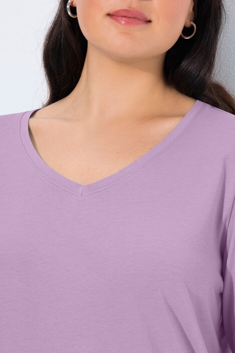 T-shirt col en V et manches longues, coupe Slim Fit