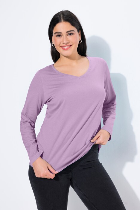 T-shirt col en V et manches longues, coupe Slim Fit