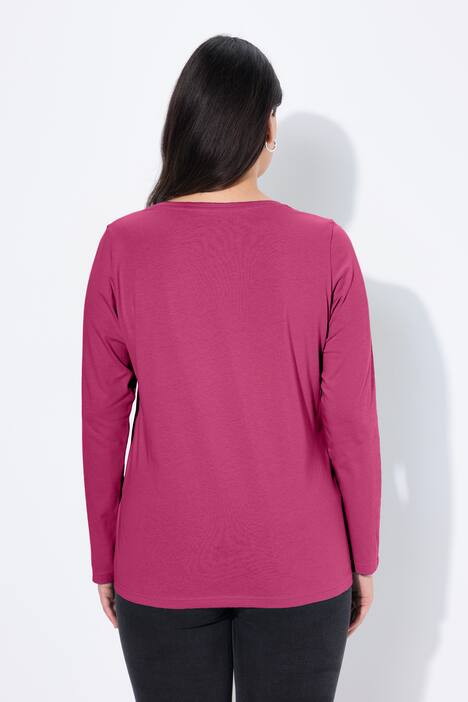 Camisa, entallada, escote en V, manga larga