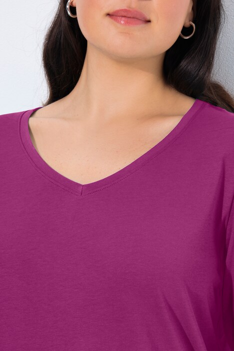 Shirt, slim, V-hals, lange mouwen
