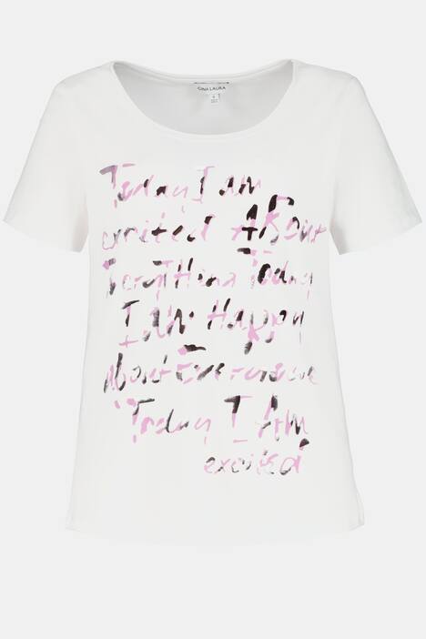 T-Shirt, Schriftmotiv, Regular, Used-Optik, Rollkante