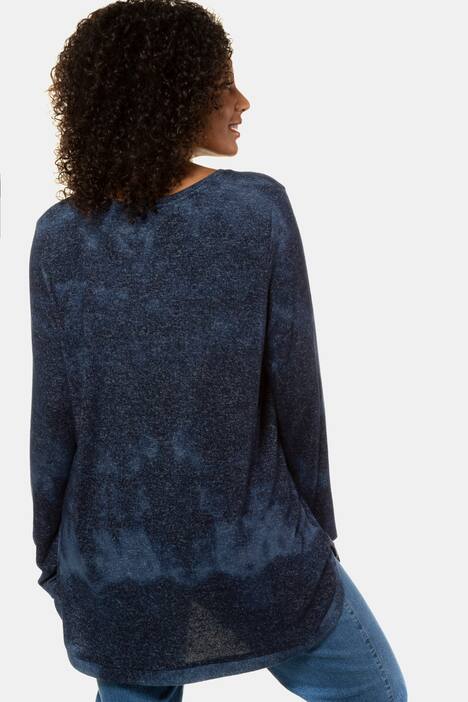 Pullover, Batikoptik, A-Linie, V-Ausschnitt, Langarm