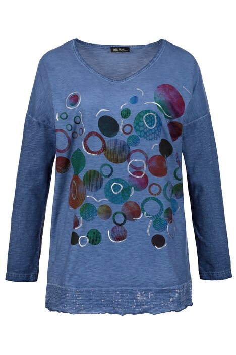 Pop Art Metallic Print Oversized Fit Stretch Top