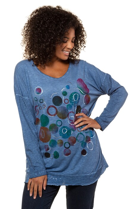 Pop Art Metallic Print Oversized Fit Stretch Top