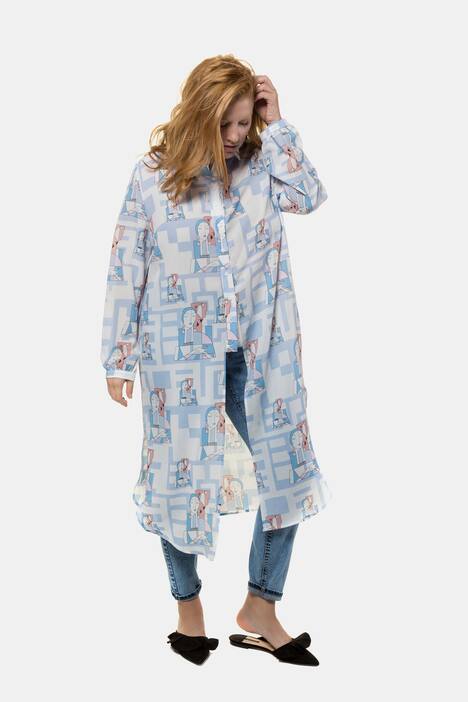 Bluse, Longform mit ArtDéco-Muster, Langarm