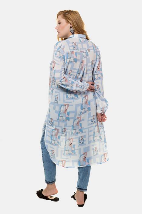Bluse, Longform mit ArtDéco-Muster, Langarm