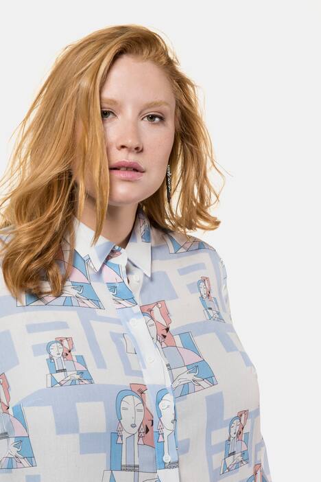 Bluse, Longform mit ArtDéco-Muster, Langarm