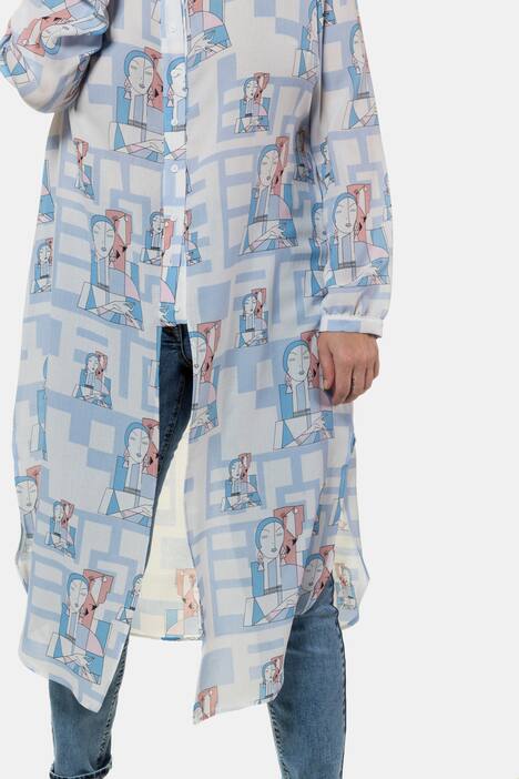 Bluse, Longform mit ArtDéco-Muster, Langarm