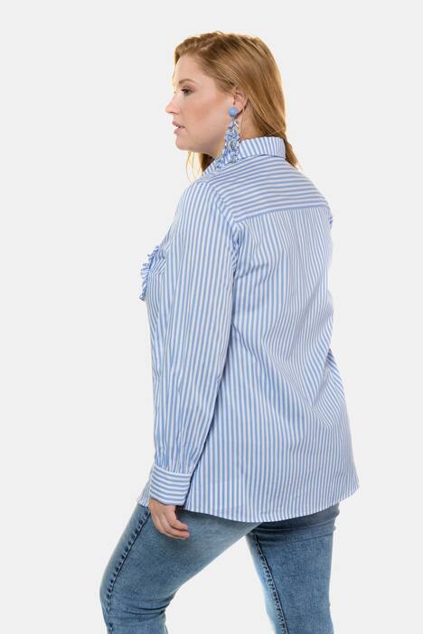 Hemdbluse, Streifen, Rüschen-Pocket, Langarm