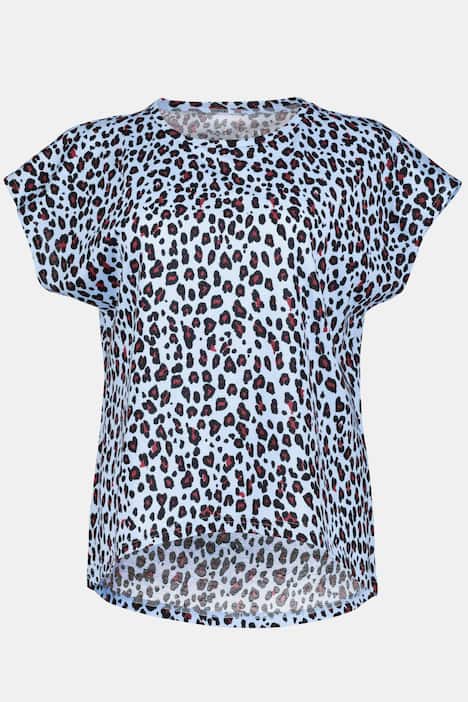 Animal Print Hi-Low Hem Cotton Knit Tee