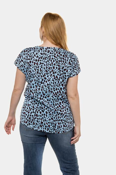 Animal Print Hi-Low Hem Cotton Knit Tee