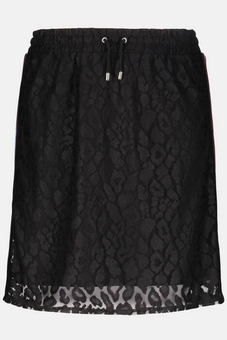 Stripe Accent Lined Lace Skirt