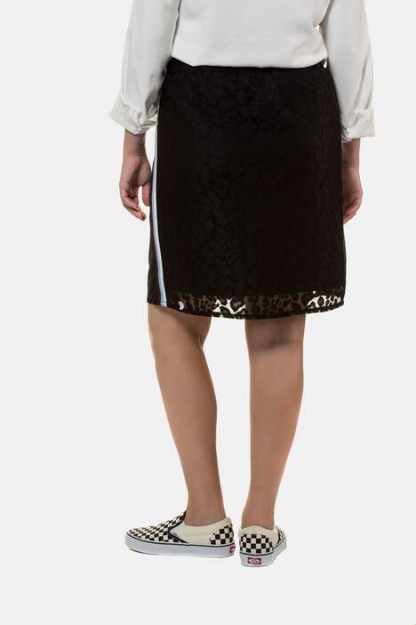 Stripe Accent Lined Lace Skirt