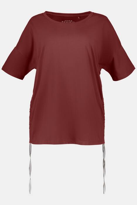 Shirt, seitliche Raffungen mit langen Bändern, Halbarm