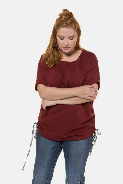 Shirt, seitliche Raffungen mit langen Bändern, Halbarm