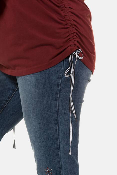 Shirt, seitliche Raffungen mit langen Bändern, Halbarm