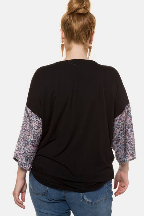 Shirt, Web mit Raubkatzen-Muster, Jersey-Rücken, 3/4-Ärmel