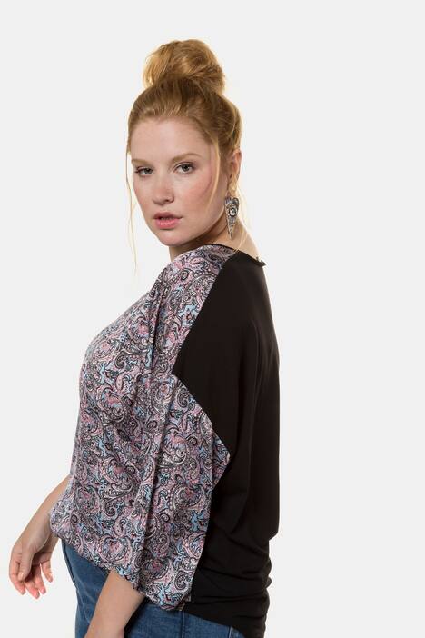 Shirt, Web mit Raubkatzen-Muster, Jersey-Rücken, 3/4-Ärmel
