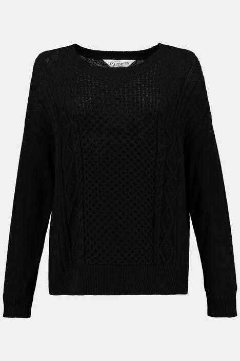 Pullover, weicher Strick, Zopfmuster vorne, Langarm