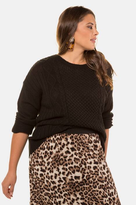 Pullover, weicher Strick, Zopfmuster vorne, Langarm