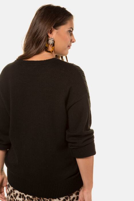 Pullover, weicher Strick, Zopfmuster vorne, Langarm
