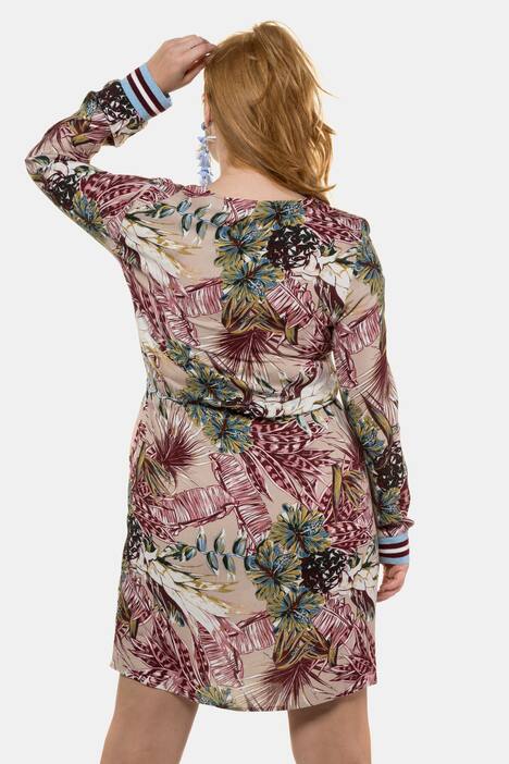 Kleid, geblümt, Taillen-Tunnelzug, Streifenbündchen