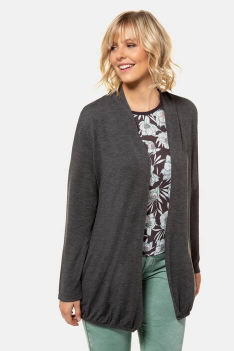 Strickjacke, Schalkragen, lange Form, elastischer Saum