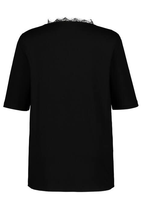 Blouse, V-hals met kant, rozenprint