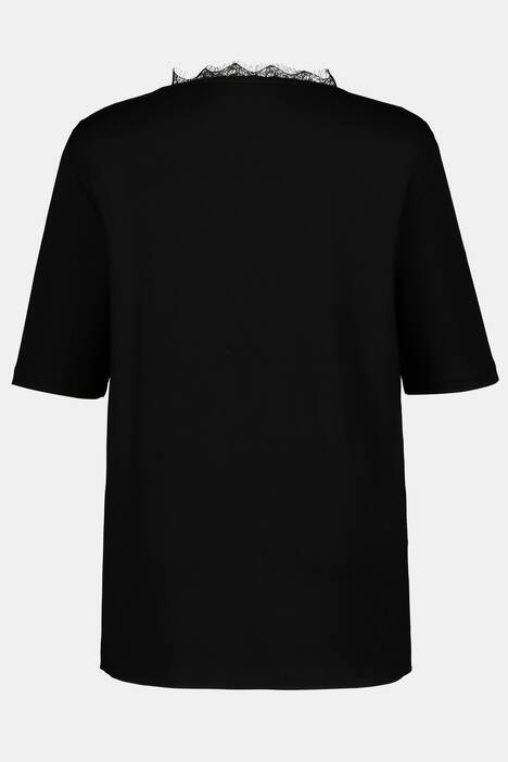 Shirtbluse mit feiner Spitze und edlem Rosendruck
