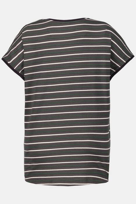 Shirt, vorne geblümter Krepp, Rücken Ringeljersey