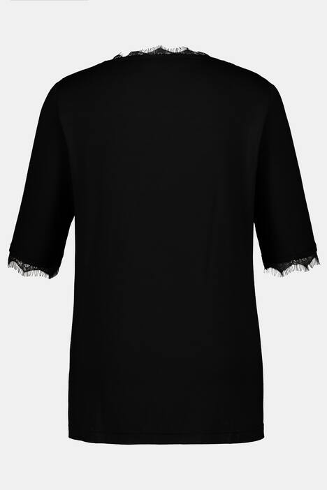 Lace Edged V-Neck Stretch Knit Top