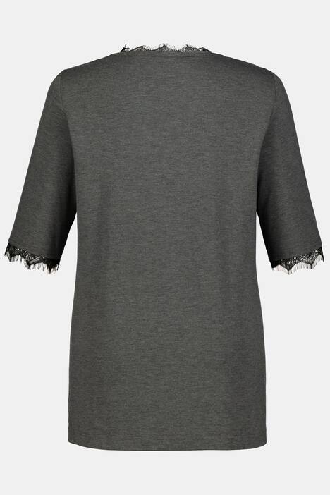 Shirt mit femininen Spitzeneinsätzen, V-Ausschnitt