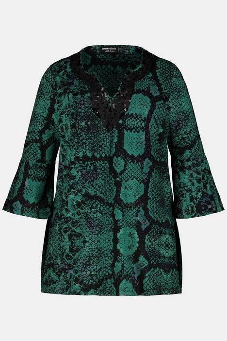 Kaftan mit aufwendiger Paillettenstickerei, Volantärmel