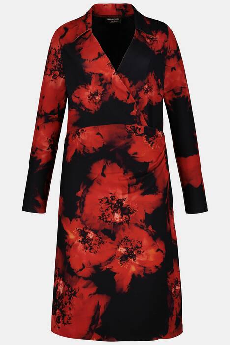 Elegantes Wickelkleid mit Hemdkragen, Langarm