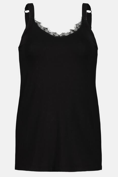 Lace Trim Round Neck Stretch Knit Camisole