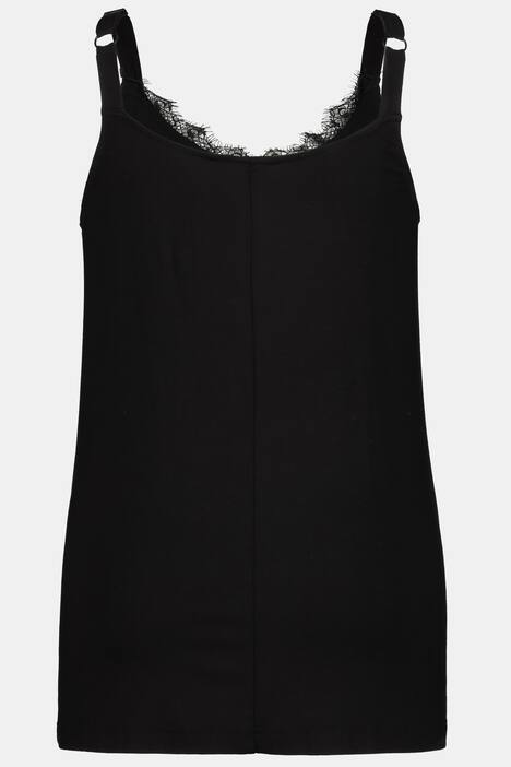 Lace Trim Round Neck Stretch Knit Camisole