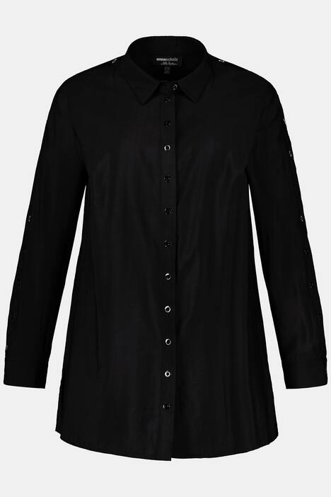 Bluse mit modischen Metallösen, verdeckte Knopfleiste