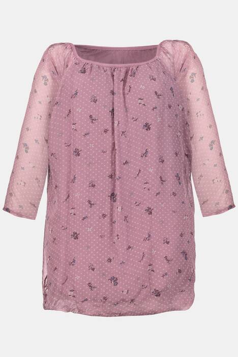 Bluse, geblümter Seidenmix, blickdichtes Jerseytop