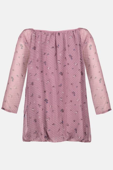 Bluse, geblümter Seidenmix, blickdichtes Jerseytop