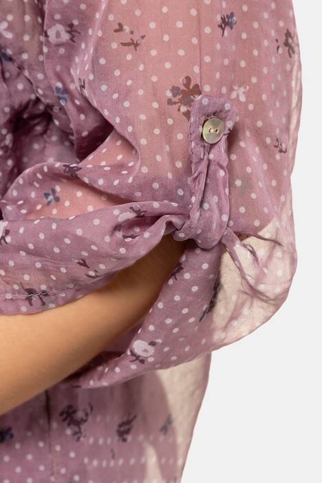 Bluse, geblümter Seidenmix, blickdichtes Jerseytop