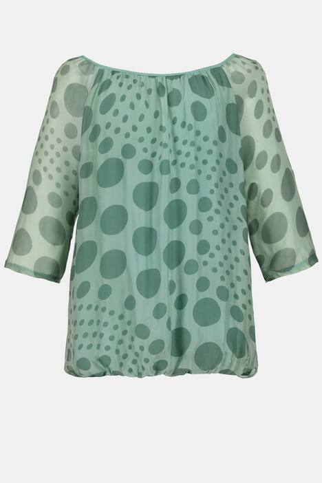 Bluse, Punkte, Elastiksaum, Seidenmix, Jerseytop