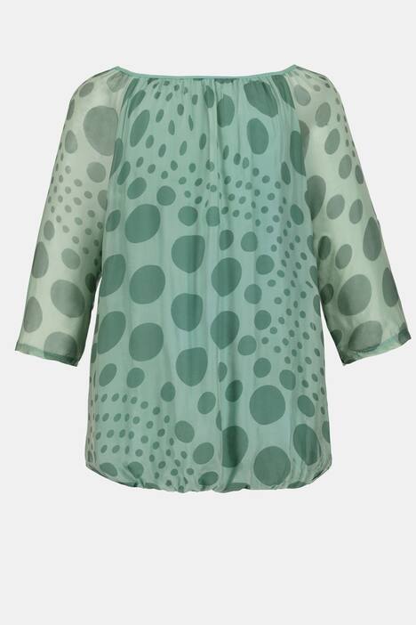 Bluse, Punkte, Elastiksaum, Seidenmix, Jerseytop